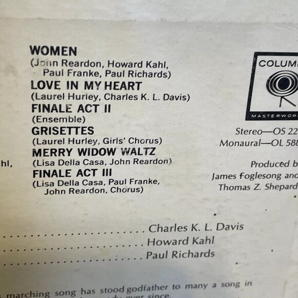 The Merry Widow (Vinyl, 1962) Columbia Masterworks OL 58801 VG+ LP Record Album - Picture 5 of 11